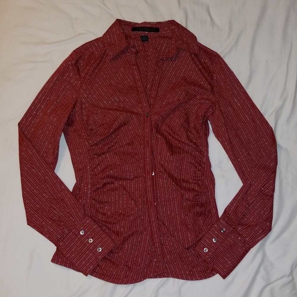 EXPRESS Design studio Burgundy Button Down